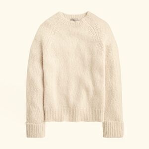 J. Crew Alpaca Cuffed Mockneck Sweater in Ivory - CB946 - Sz S | Small